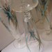 8 Vintage pilsner beer glasses turquoise aqua and gold excellent condition