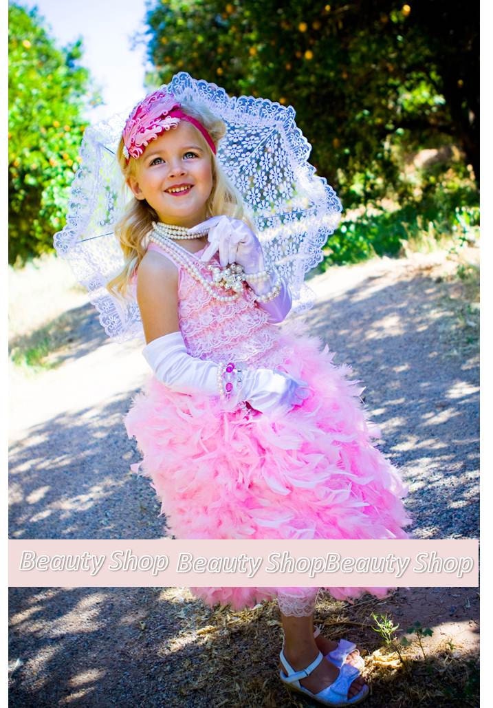 bride flower girl Birthday Surprise Couture Feather Dress pink 1T 2T 3T 4T 5year
