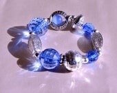 Blue Stretch Chunky Bali Bracelet with Acrylic Beads