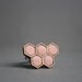 Peach hexagonal ring - Romantic honey comb on an adjustable ring base