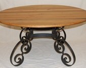 Dining Table Handmade Hammered Iron Rustic Reclaimed Heart Pine Top