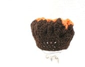 Orange Crochet Baby Beanie, Baby Winter hat, Infant Beret, Brown Tam, Halloween Hat, Crochet Baby Hat, Photo Prop Hat, Newborn Baby Hat