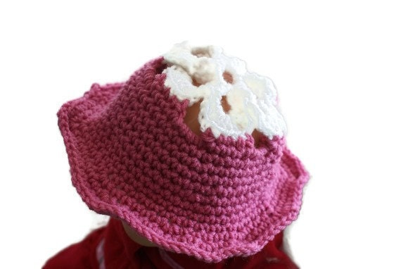 Baby Girl Hat, Crochet Baby Hats, Infant Bonnet , Baby Bucket Hat, Crochet Hat Girls, Toddler Hat, Flower Hat, Infant Hat, Pink Baby Cloche