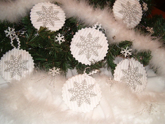 Holiday Decorations - White Grey Snowflakes Embroidered Christmas Ornaments - Home Decor - Winter Ornaments - Christmas in july - HET- - Customquiltsbyeva