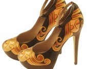 Hand Painted Shoes- Blond Lady Pumps-Party Painted Shoes