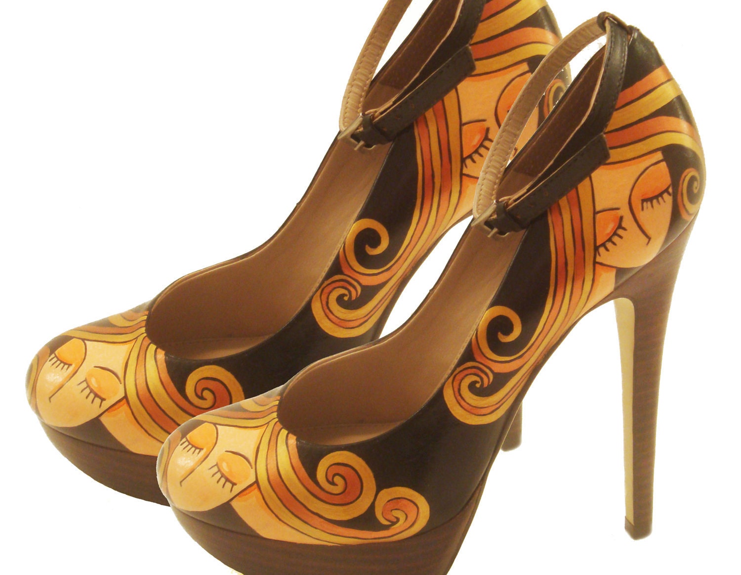 Hand Painted Shoes- Blond Lady Pumps-Party Painted Shoes