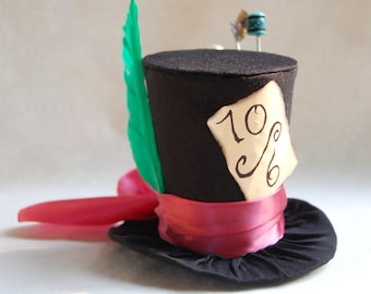 Tiny Top Hat: Mad Hatter - Lolita Cosplay Costume Party Fascinator fast shipping Prop Wedding Small Mini top hat Miniature little