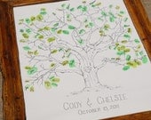 Hand Drawn Thumb Print Tree "Guest Book"- Medium Size Fits 90-150 Thumbprints