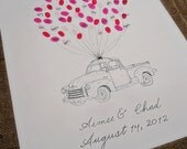 Truck Wedding Thumbprint Guestbook- Large Size Fits 160-220 Thumbprints