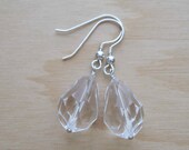 Crystal Drop Earrings - Simple Sparkly Earrings - Swarovski Clear Crystal Teardrop Earrings