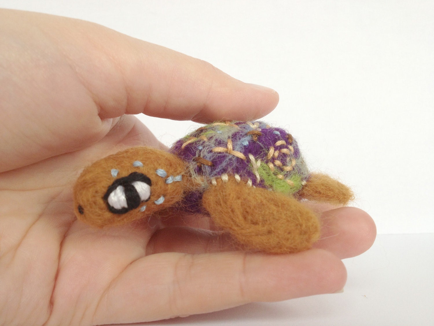 RESERVED FOR BARBARA: Sky Turtle. Needle Felted Sea Turtle, Miniature Felt Folk Soft Sculpture