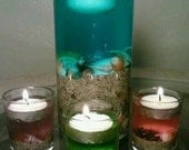 Reserved for MICHELE - 10 Beach Wedding Centerpiece, Glass Vase Tealight Candle Holder, Floating Candle, Blue,