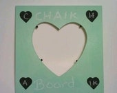 Green Chalkboard Picture Frame, Heart, Black, Guest Table Photo, Wedding Reception Table