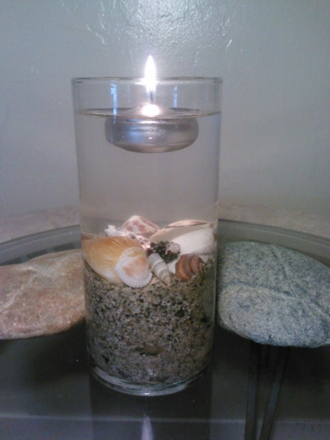 Beach Wedding Centerpiece, Floating Candle, Glass Tealight Candle Holder, Beach Party