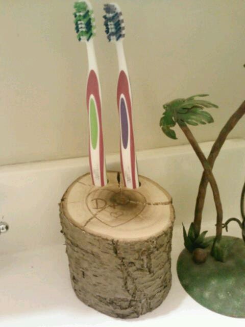 Rustic Toothbrush Holder, Personalized