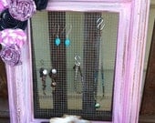 Jewelry Organizer with fabric flowers