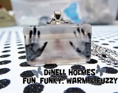 CLEARANCE SALE Ghost In Glass, Glass Tile Pendant Halloween Handmade Creepy Weird Jewelry