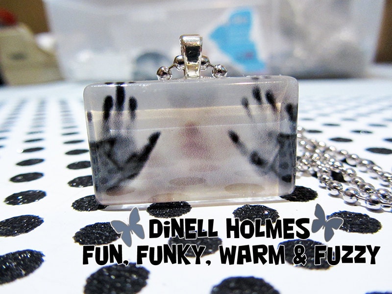 CLEARANCE SALE Ghost In Glass, Glass Tile Pendant Halloween Handmade Creepy Weird Jewelry