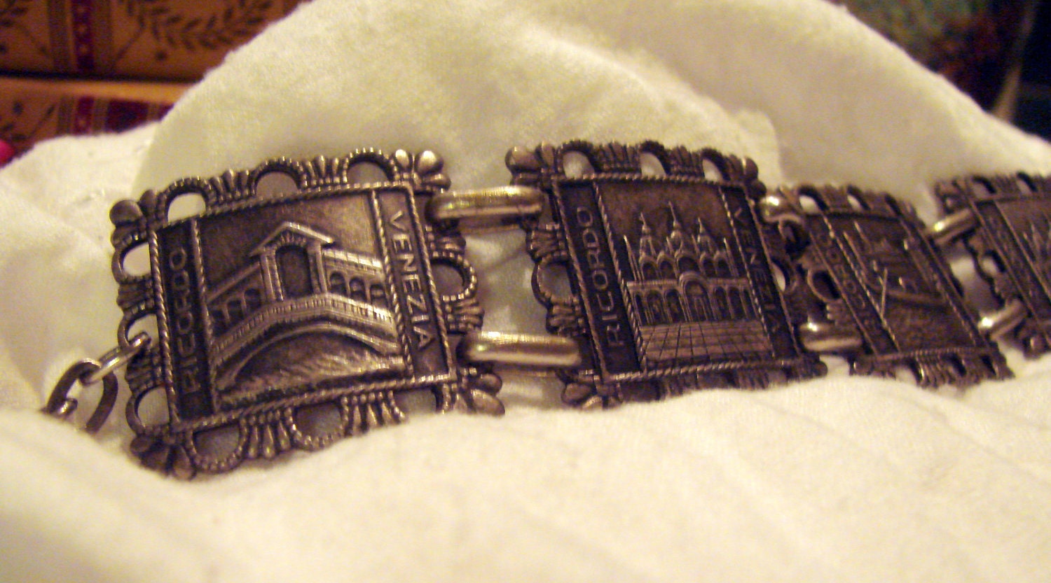 Fun and Detailed Antique Italian Souvenir Panel Bracelet