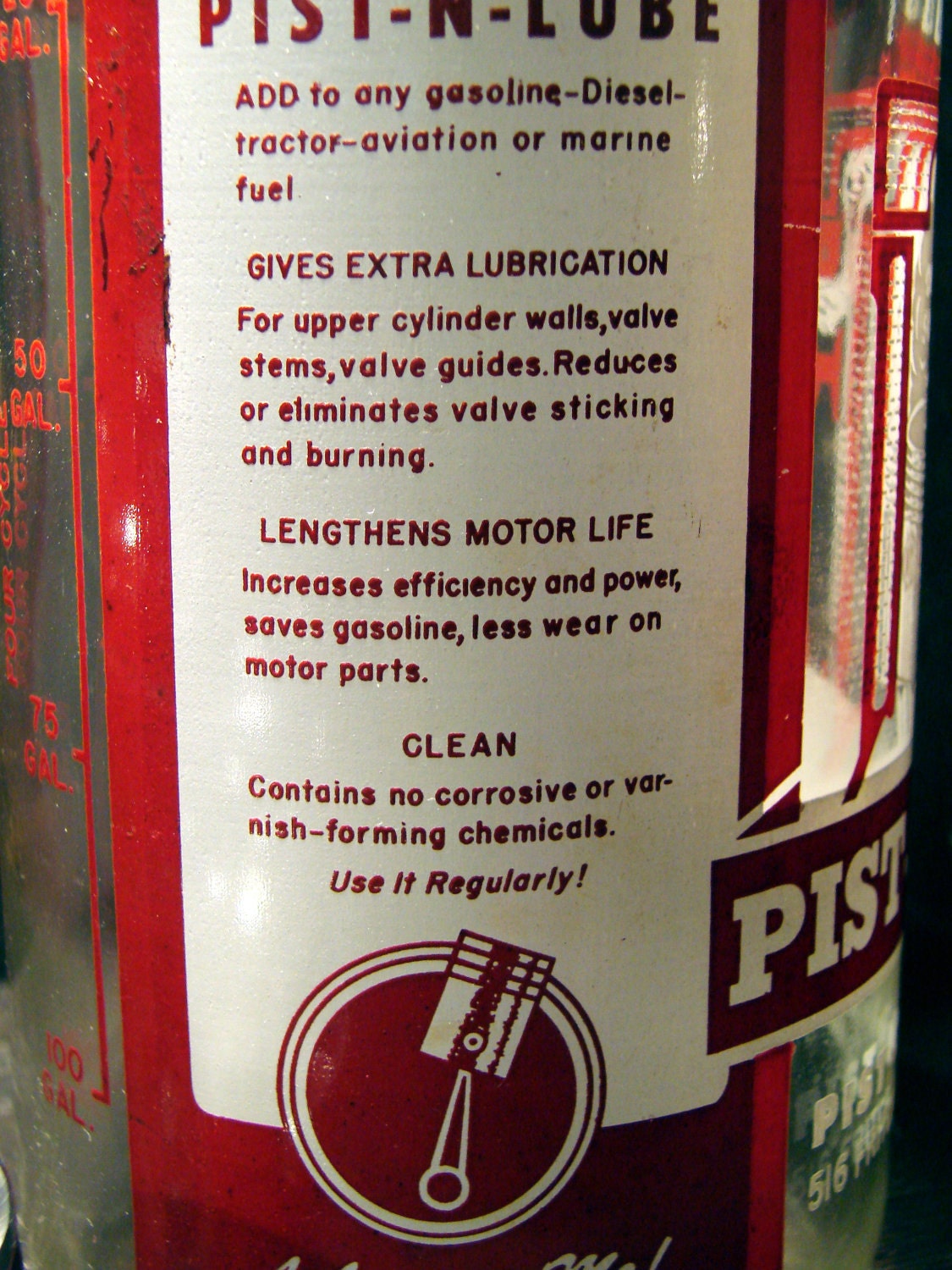 Vintage Pist-N-Lube Glass Bottle-Old Advertising