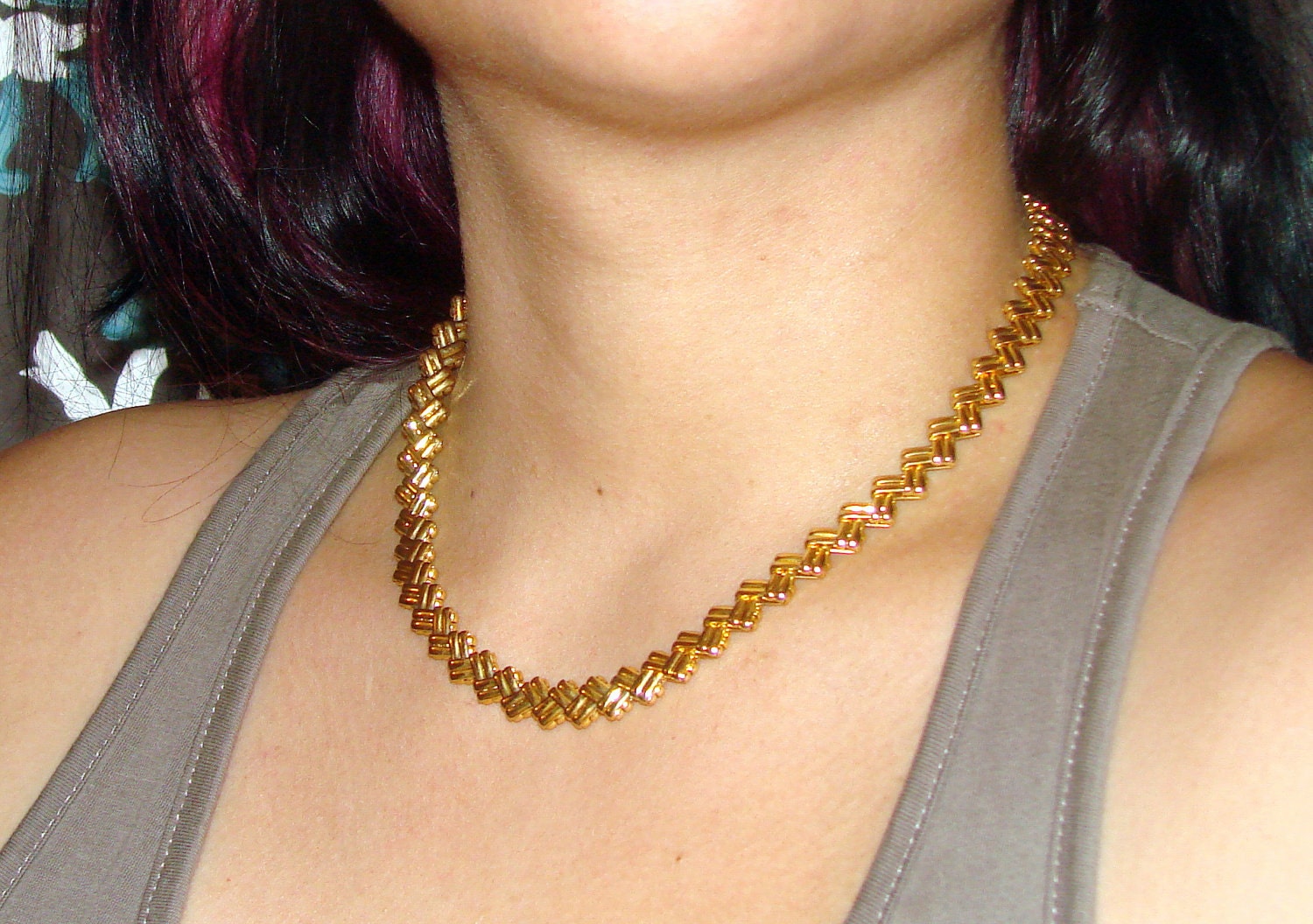 Vintage Gold Tone Hounds Tooth Chain