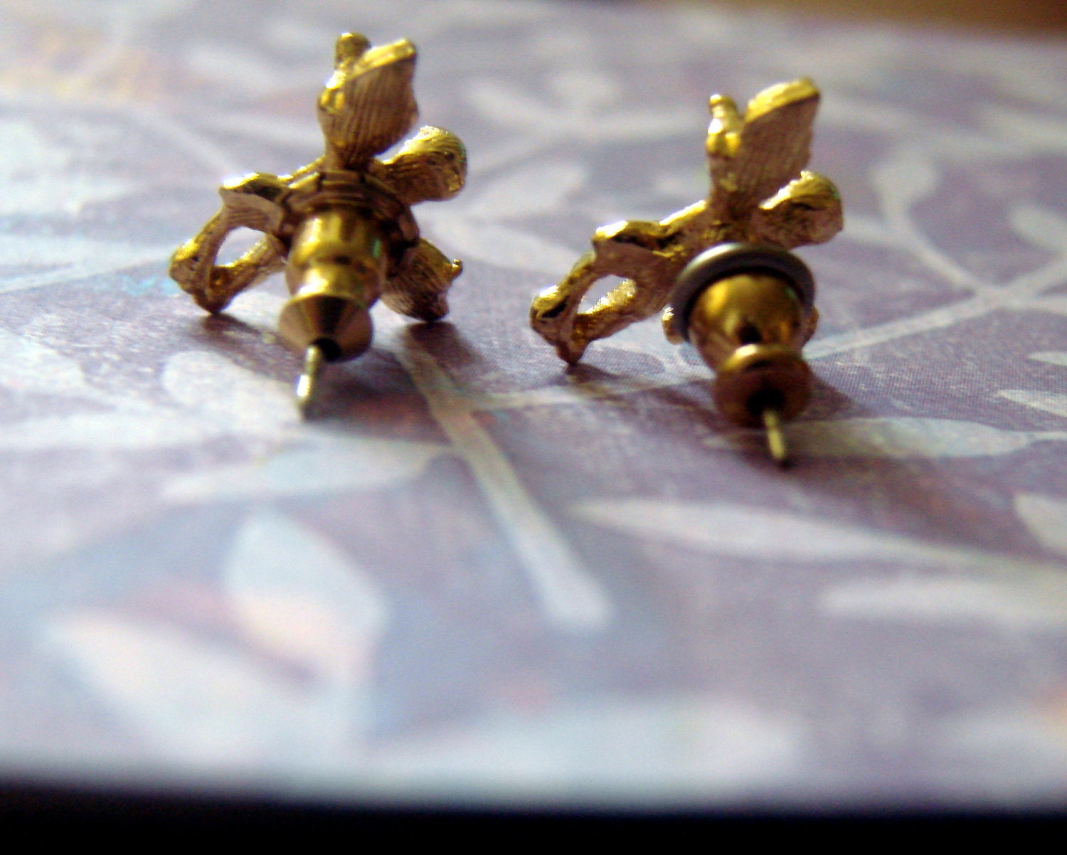 SALE Tiny Vintage Angel Earring with Green Stone
