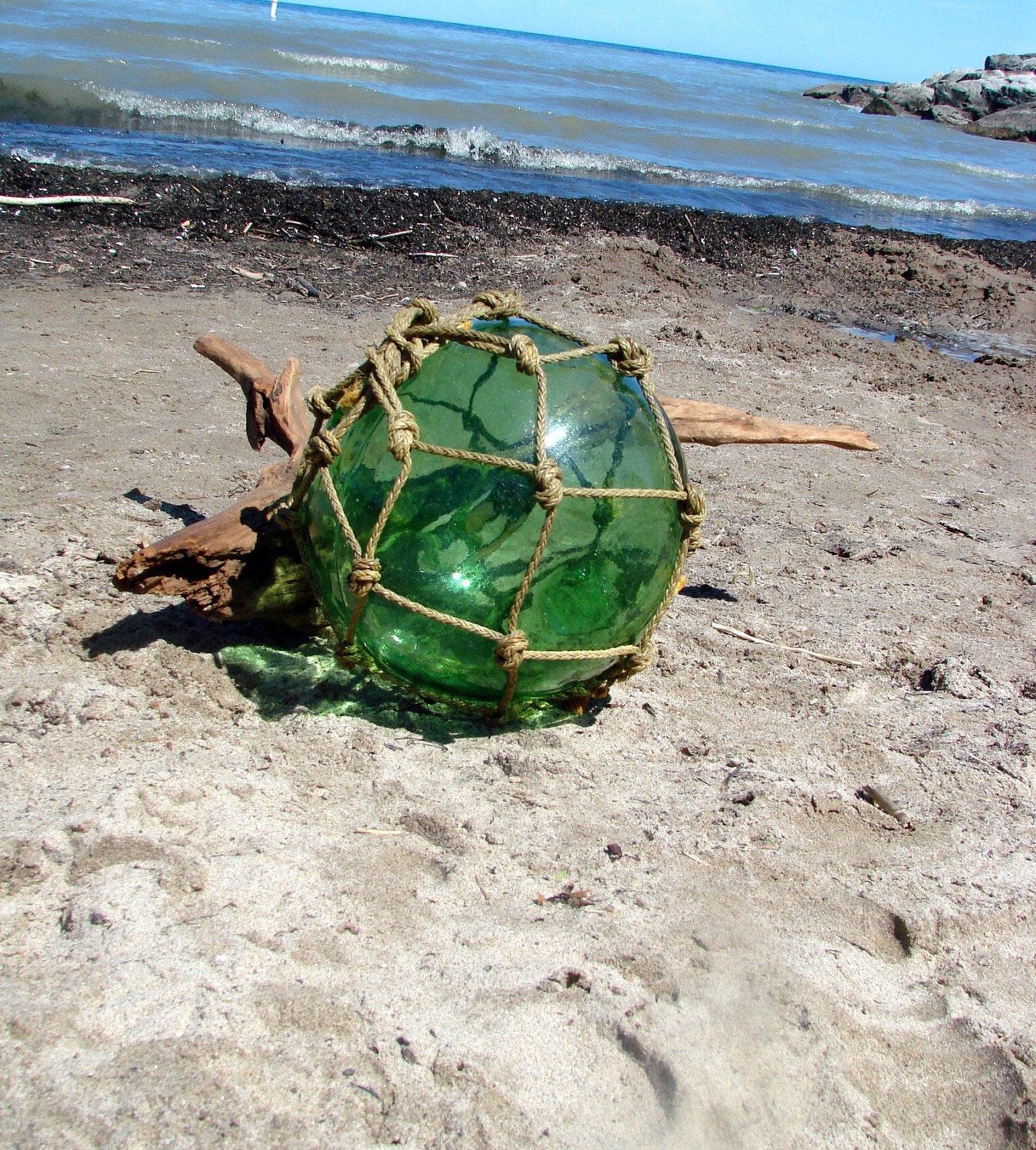 SUMMER SALE 33'' Antique Japanese Blown Glass Buoy-Float