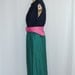 Color Block Vintage Dress Navy Blue and Green XL