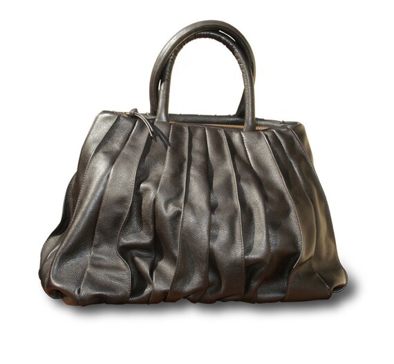 Black, Blue OR Chocolate panel leather bag Ready To Ship