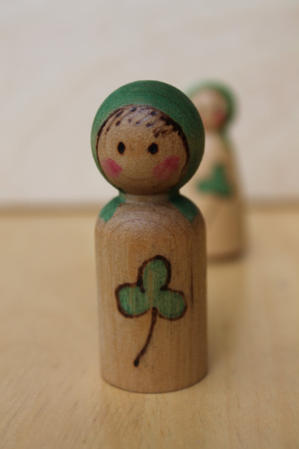 SALE-Nature's Leprechaun and Leprechaun Maiden - Natural Wooden Toy - Set of 2