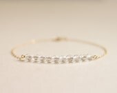 Clear glass beaded bar gold filled bracelet - best friend gift - friendship bracelet - layering bracelet - simple modern jewelry