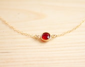 Tiny sparkle - ruby red sparkly crystal gem necklace on gold filled chain - dainty everyday jewelry - Valentine's Day Gift