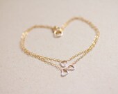 Petite sterling silver hearts layered gold filled chain bracelet - delicate modern jewelry - valentine's day jewelry