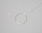 Eternity - Small simple sterling silver circle ring necklace - minimal everyday jewelry - valentine's day jewelry