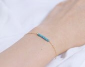 Wish - turquoise swarovski crystal beaded bar bracelet - friendship bracelet - bridesmaid gift - minimal gold filled jewelry