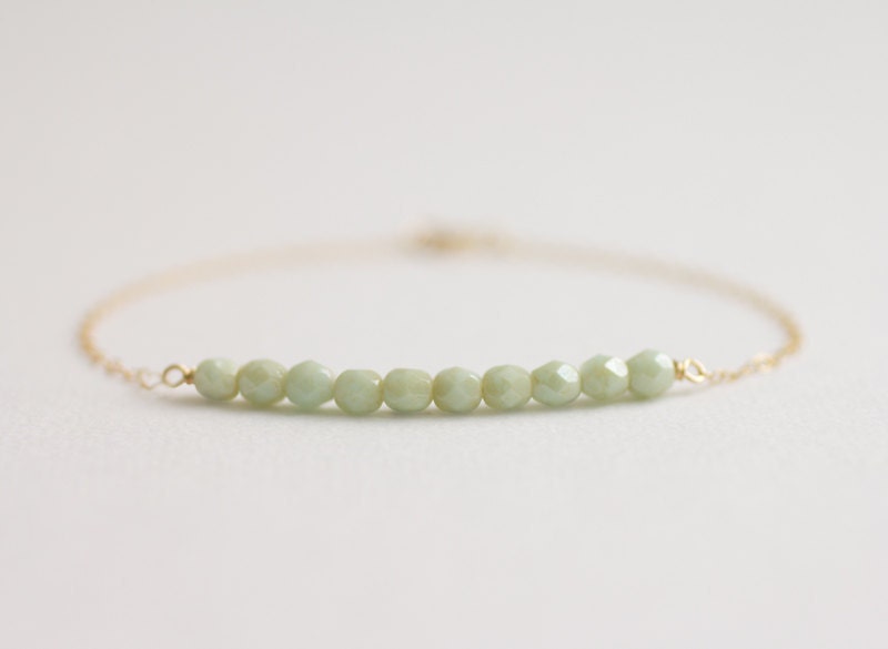 Apple jade beaded bar gold filled bracelet - friendship bracelet - best friend gift - simple modern jewelry