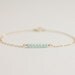 Wish - mint swarovski crystal beaded bar gold filled bracelet - friendship bracelet - best friend gift - bridesmaid gift - delicate jewelry