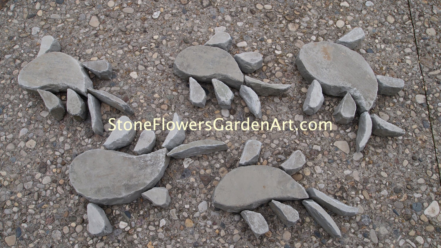 Stone Flowers Garden Art       Hand Chipped Sandstone Koi