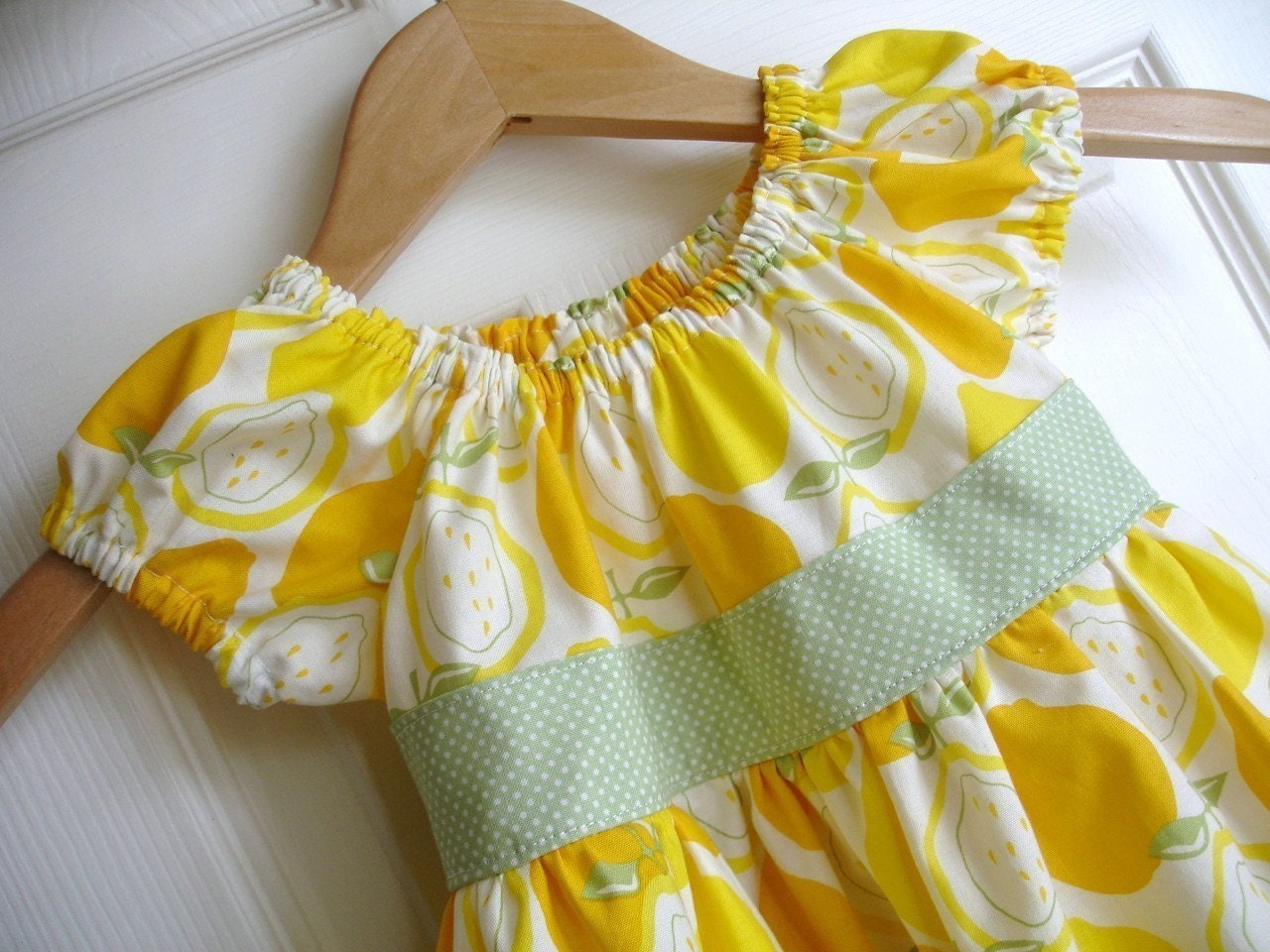Lemon Squeeze Peasant Ruffle Dress