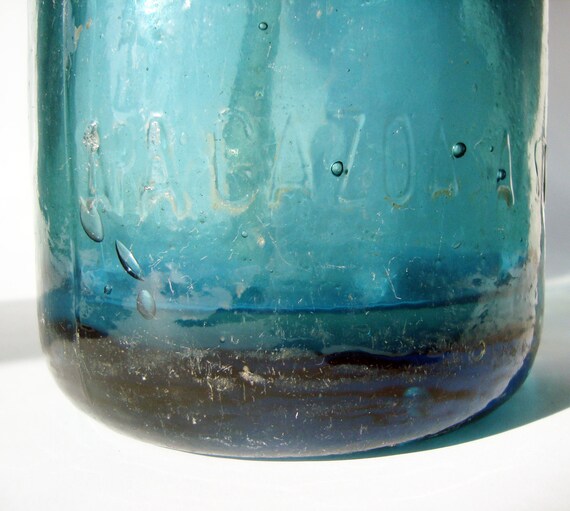 Vintage Blue Seltzer Bottle - Romanian vintage bottle with aluminium top - made in Sibiu
