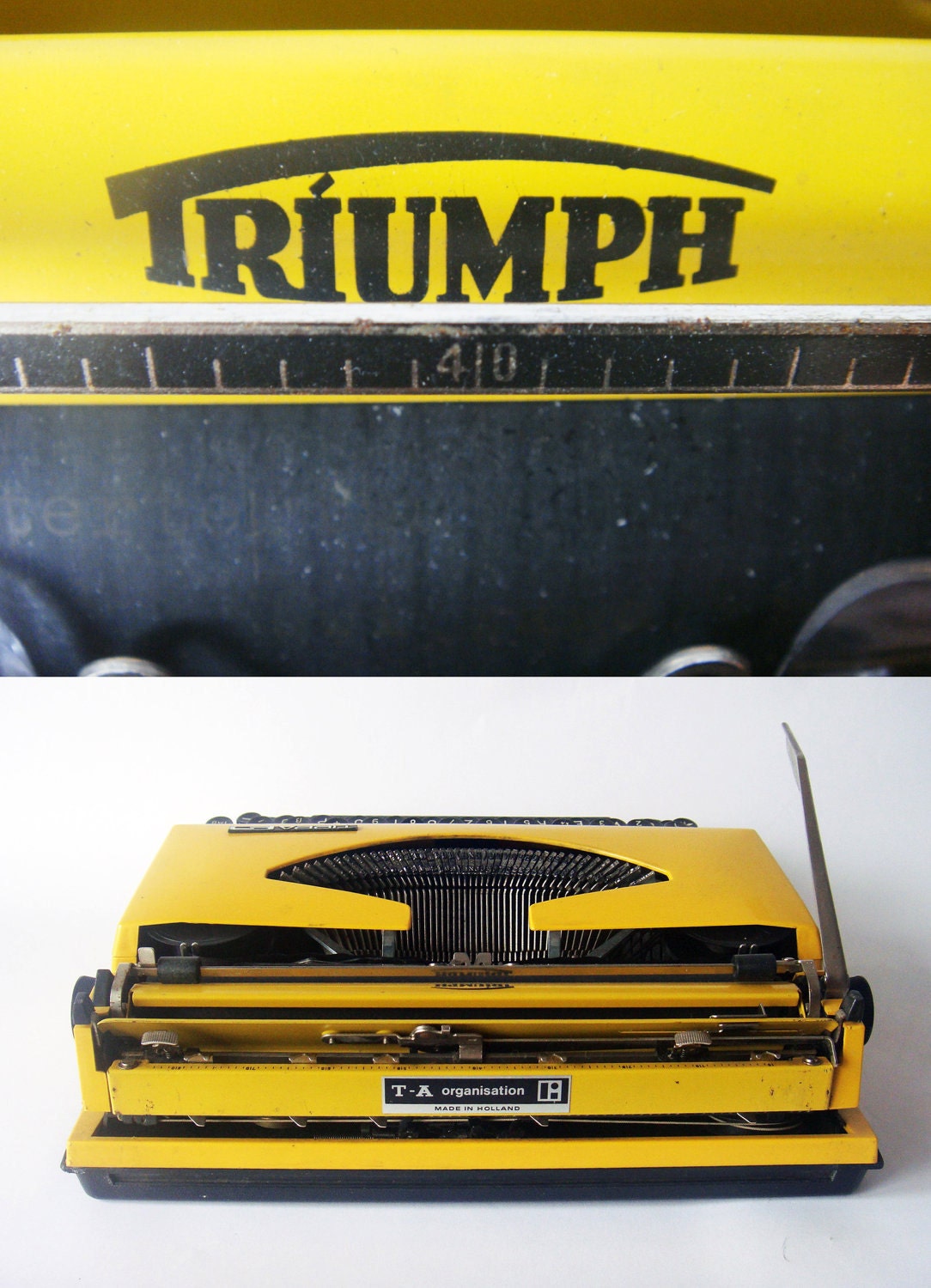 Bright Yellow Triumph Typewriter Tippa Adler - made in Holland - manual retro Typewriter
