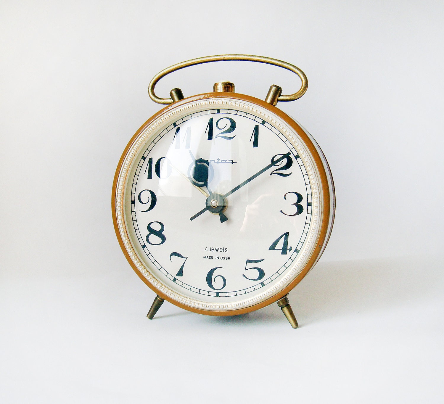 Gorgeous Mustard Russian Jantaz Clock - vintage alarm clock in working order