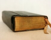 French brown leather removable book cover journal cover jacket, 1964 French prayer book, religious sheet music, Catholic
