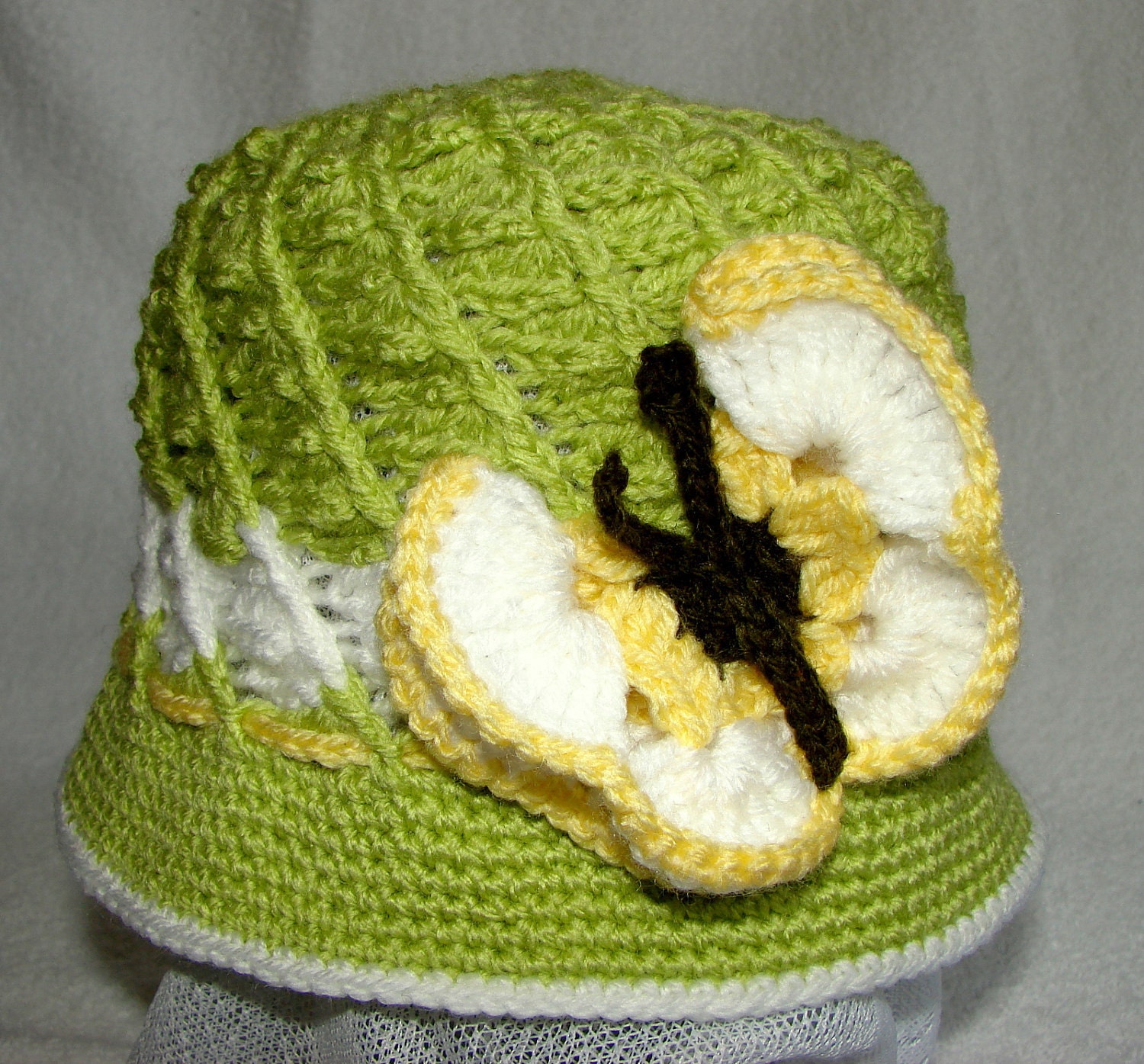 Baby Girl  Crochet Hat with Buttterfly