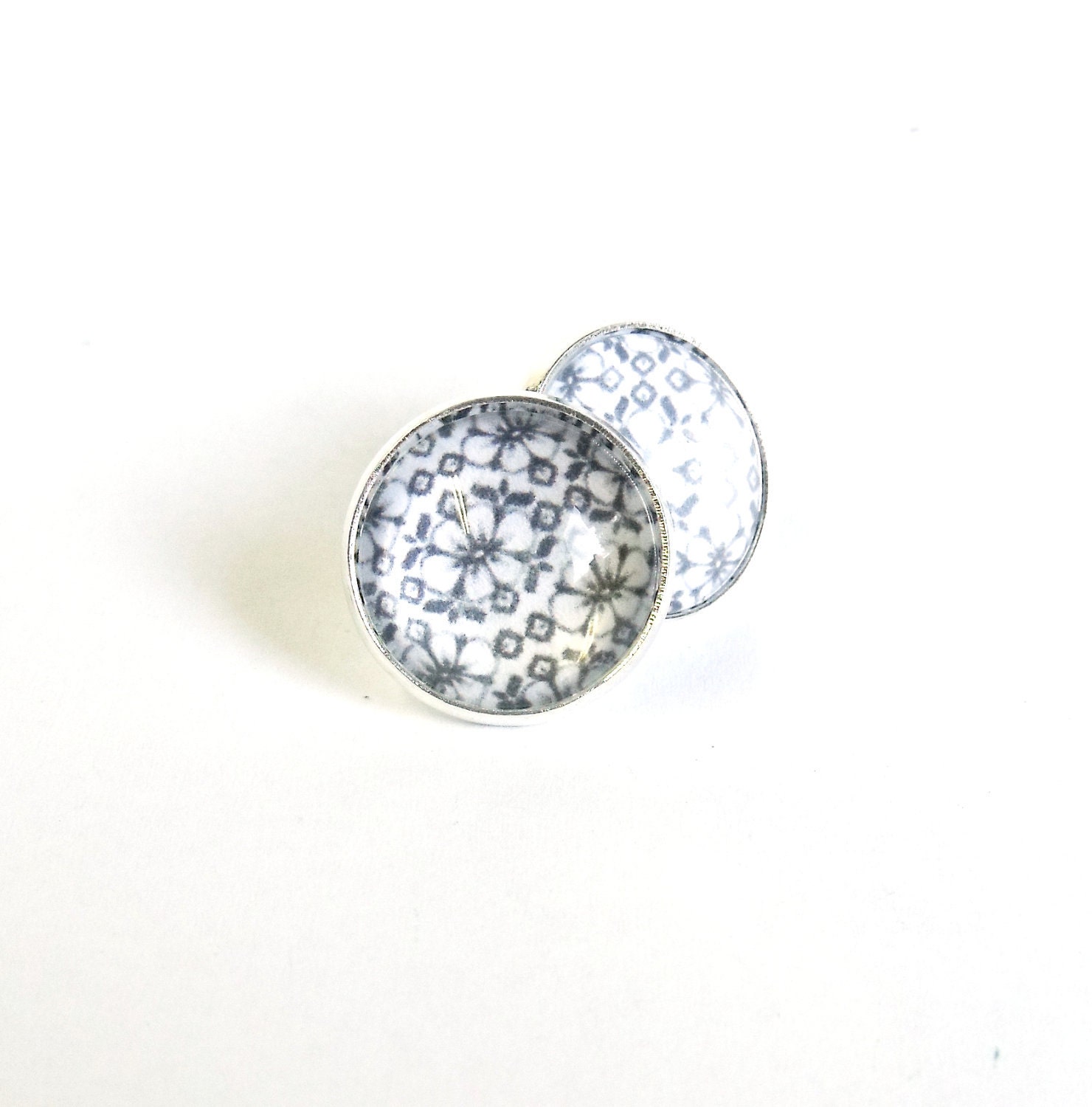 Floral stud earrings silver earring studs 1/2 or 5/8 inch