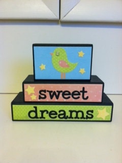 Sweet Dreams Wooden Blocks- Children's Nursery Decor