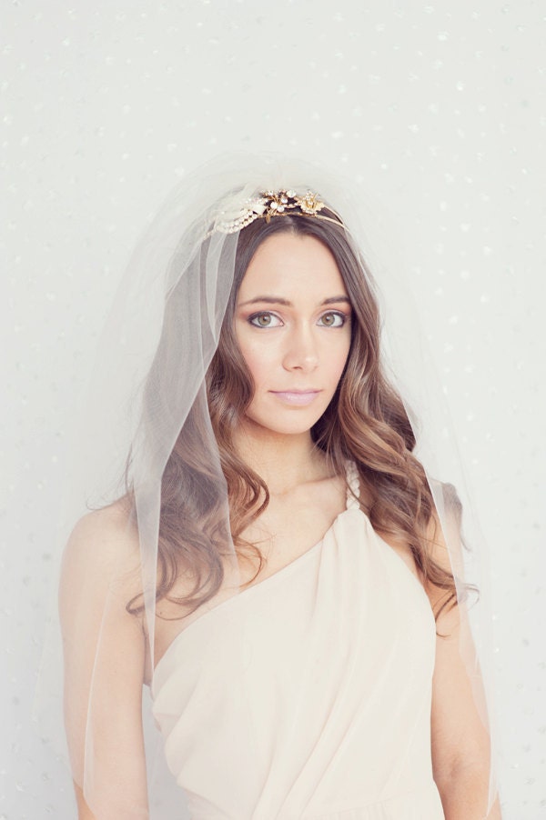 Tulle double layer elbow length veil