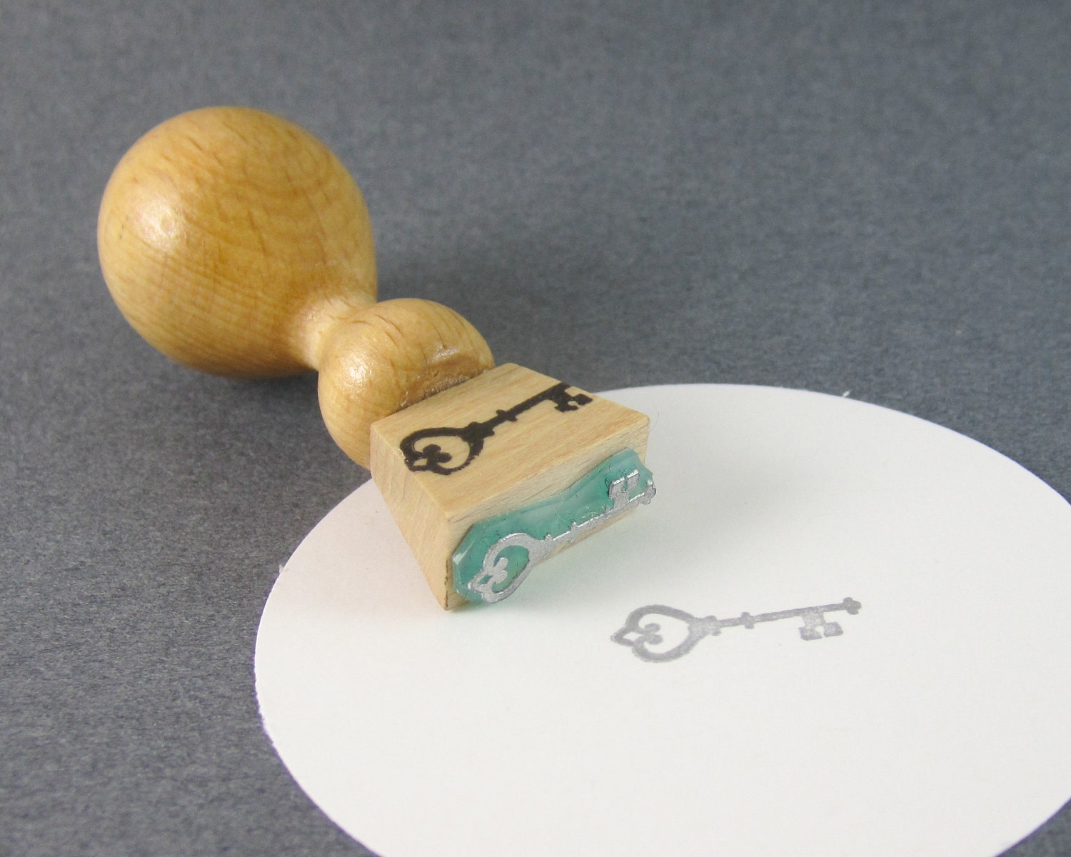 Small Skeleton Key Stamp - 3/4 inch rubber stamp with a hand drawn vintage skeleton key READY TO SHIP