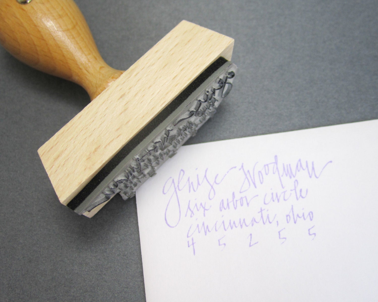 Custom Address Stamp - 2 1/4" hand calligraphy return address rubber stamp - personalized