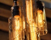 Recycled Bottle, Voss Bottle Pendant Lamp, Whiskey Bottle, Hanging Bottle, Hanging Lamp, Bottle Lamp with Edison Lightbulb